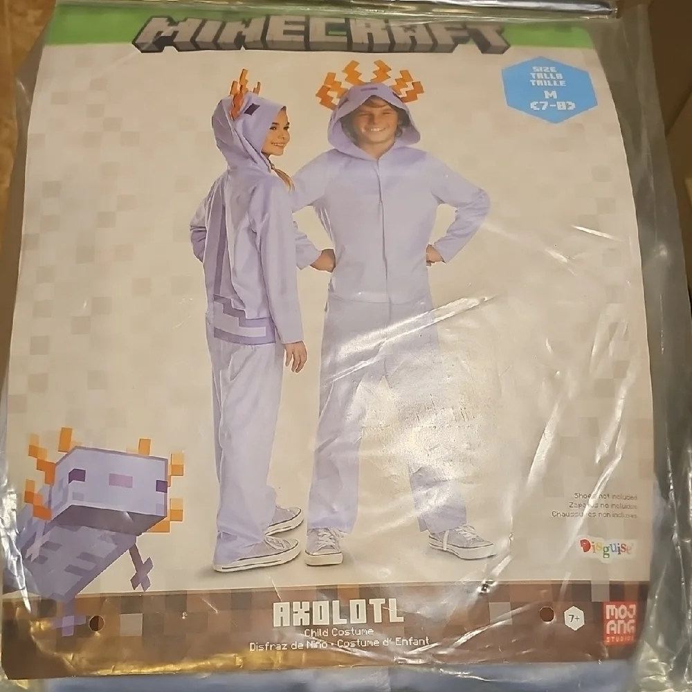 Disguise Minecraft Axolotl Light Purple Kids Costume with Hood Lrg-10-1Year Olds
